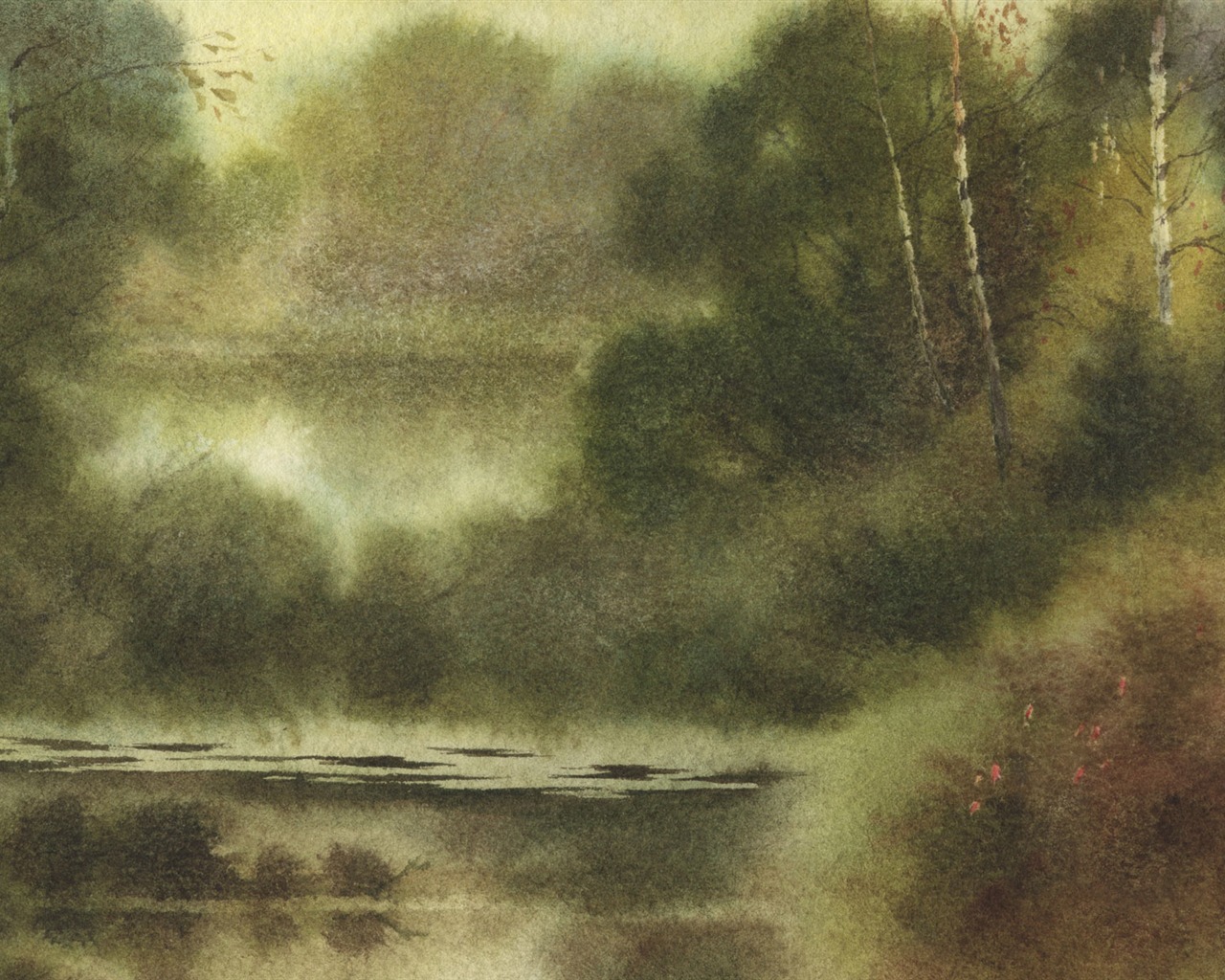 Watercolor landscape hand-painted wallpaper (2) #19 - 1280x1024