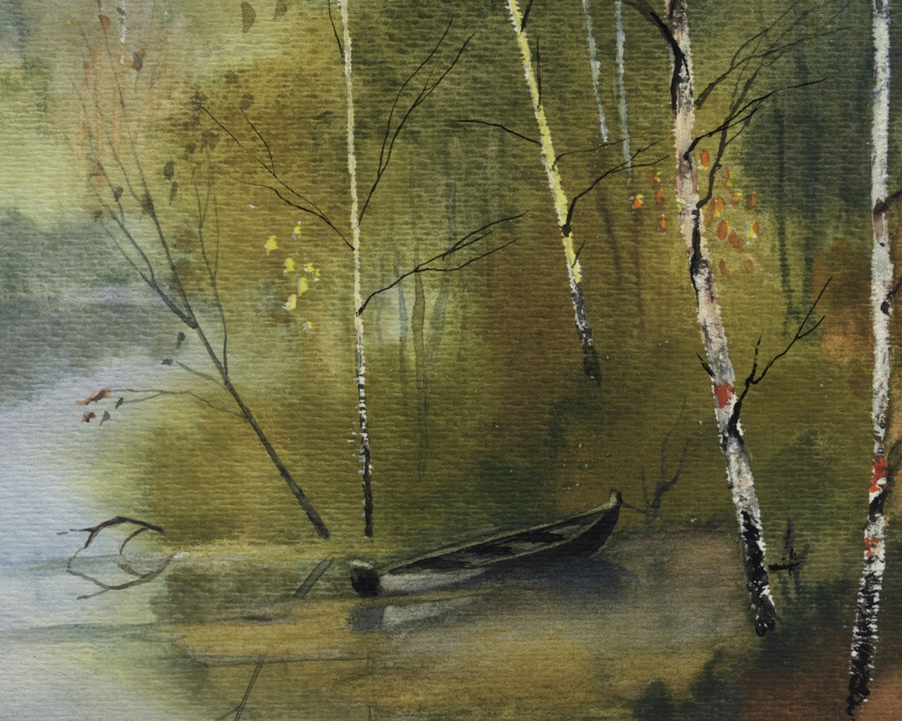 Aquarell-Landschaft handgemalten Tapeten (2) #20 - 1280x1024