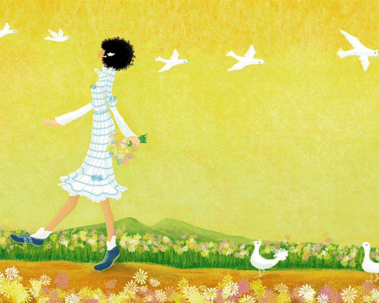 Hand-painted wallpaper girl romance (1) #1 - 1280x1024