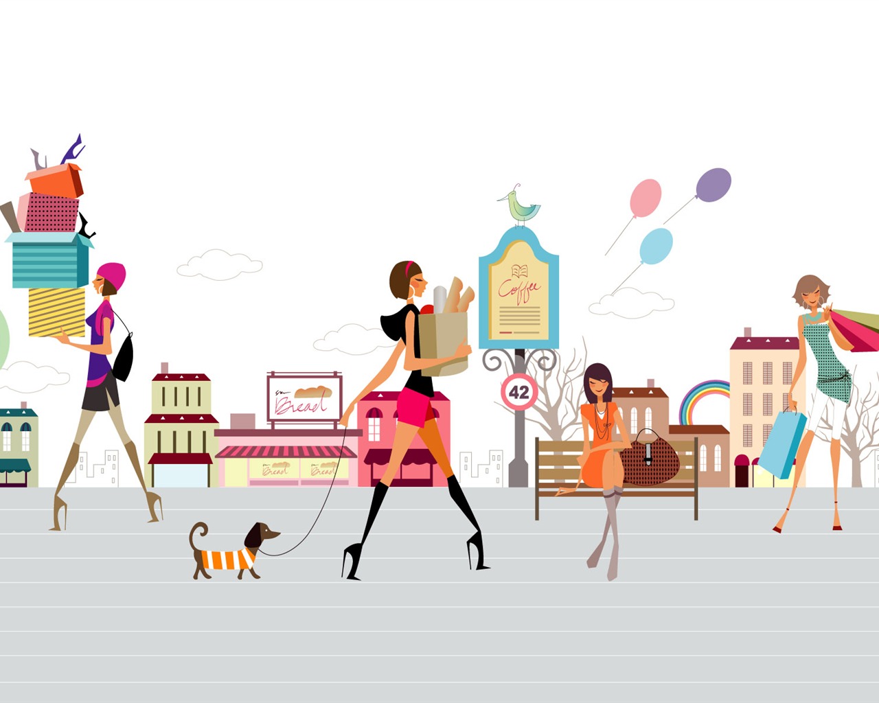 Vector Fashion Girls Wallpaper (1) #2 - 1280x1024