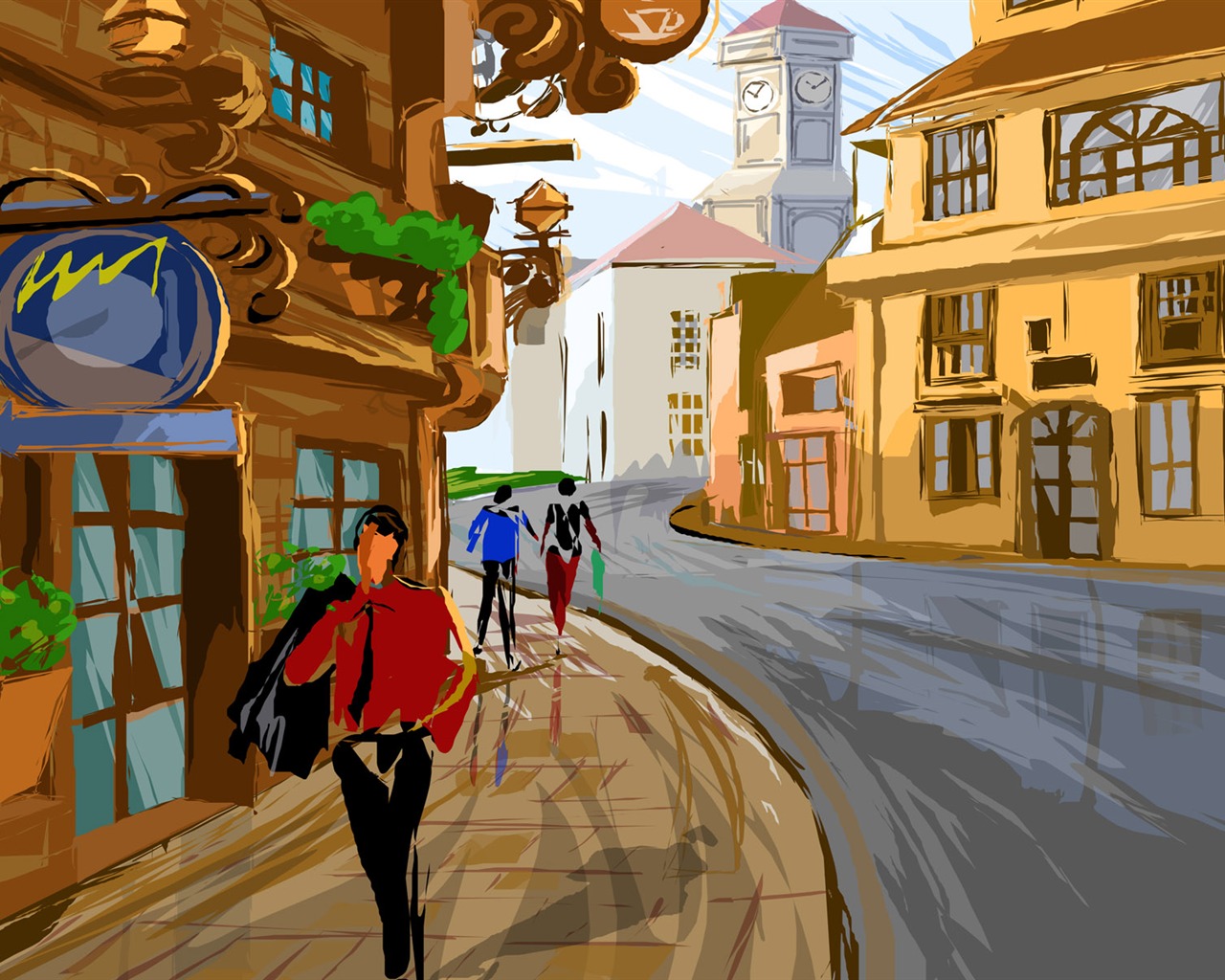Lines of hand-painted wallpaper widescreen #14 - 1280x1024