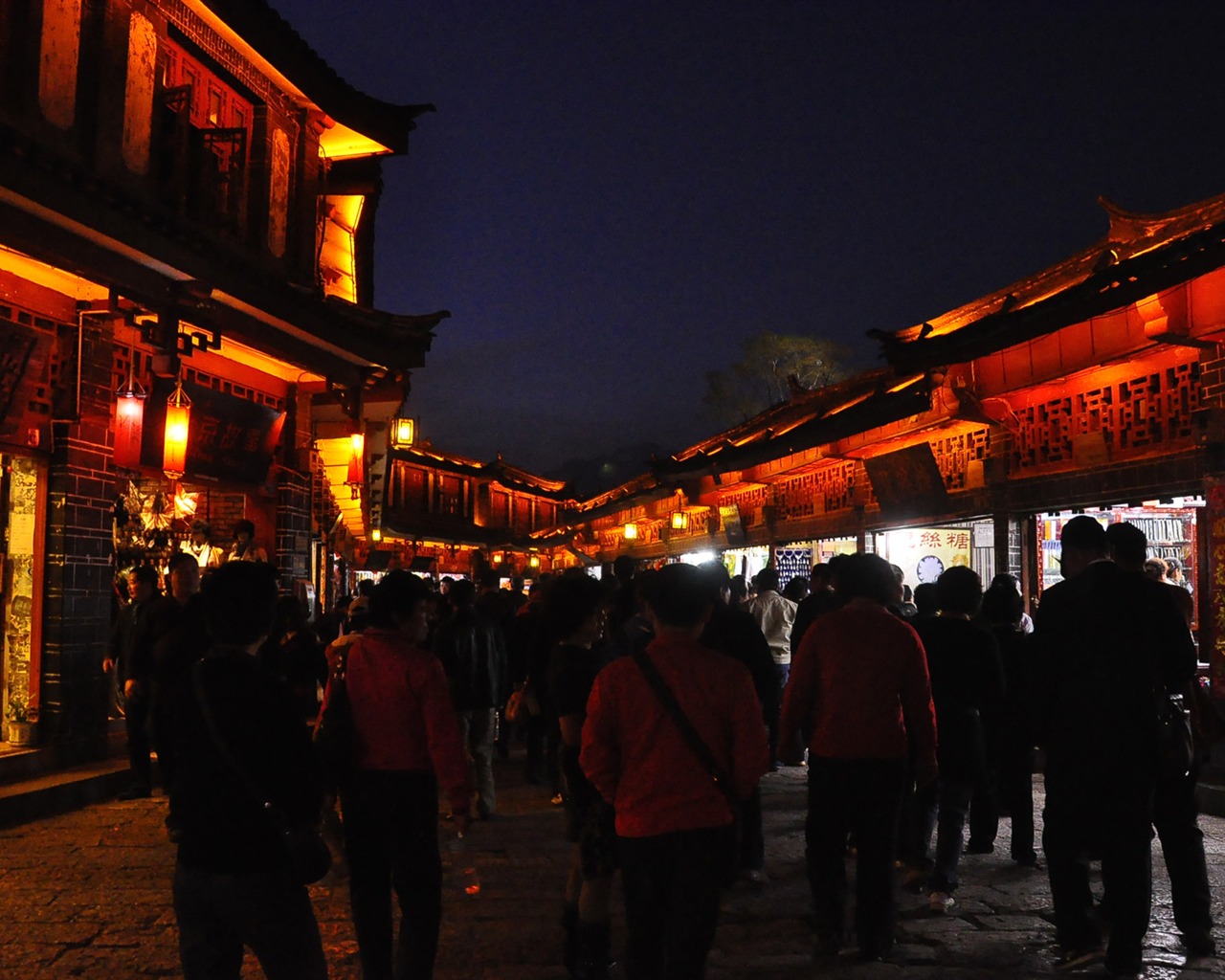 Starobylé město Lijiang Night (Staré Hong OK práce) #3 - 1280x1024