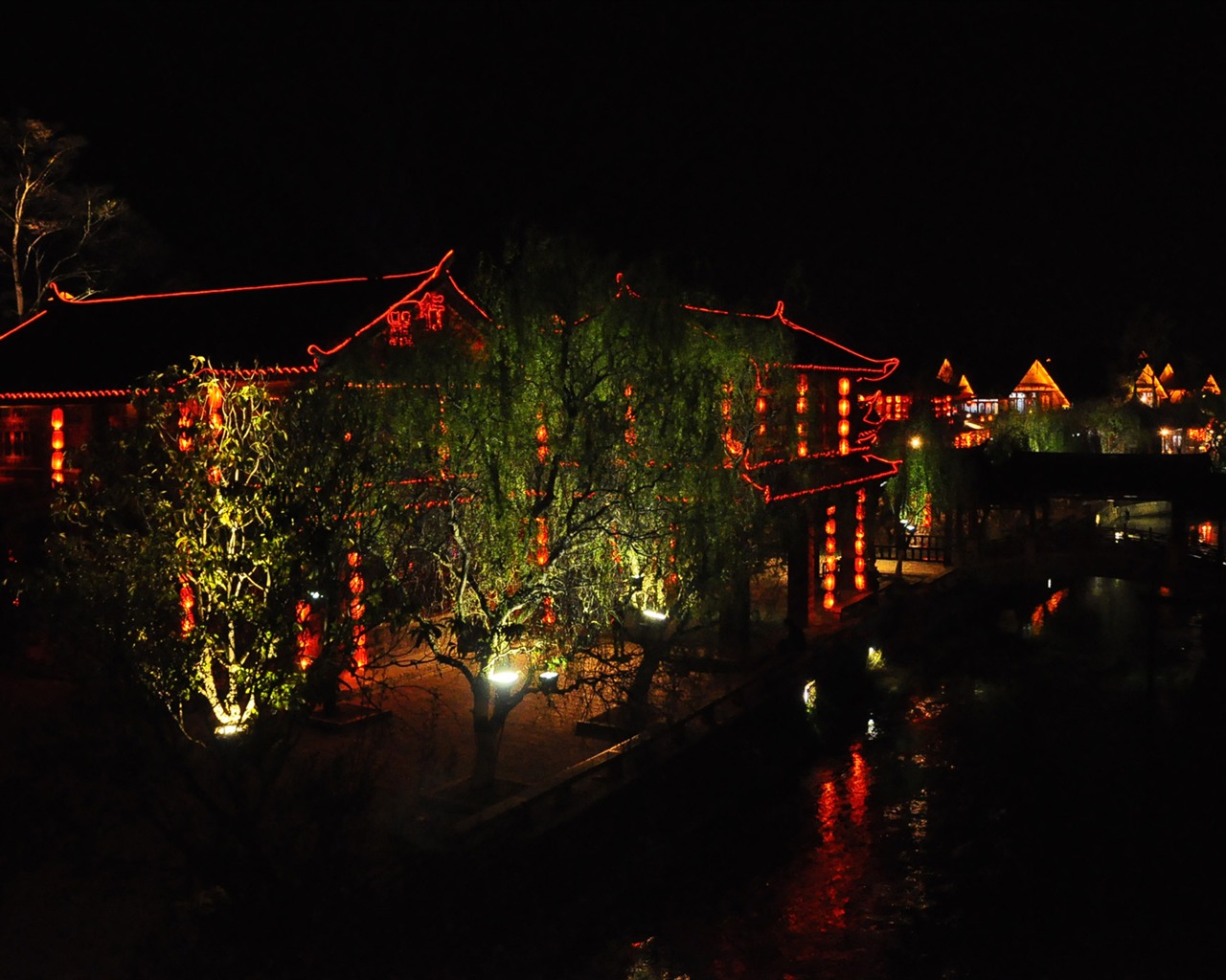Lijiang Ancient Town Night (Old Hong OK works) #10 - 1280x1024