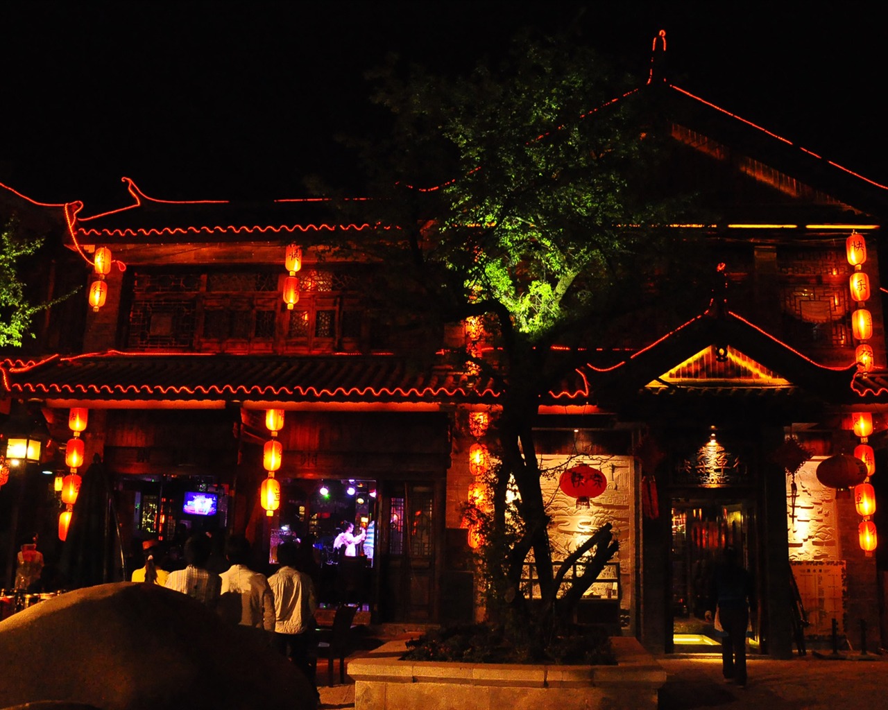Starobylé město Lijiang Night (Staré Hong OK práce) #11 - 1280x1024