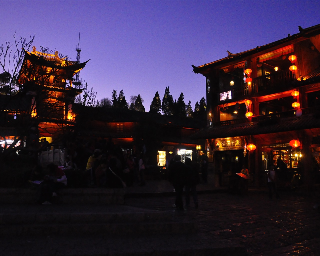 Starobylé město Lijiang Night (Staré Hong OK práce) #24 - 1280x1024