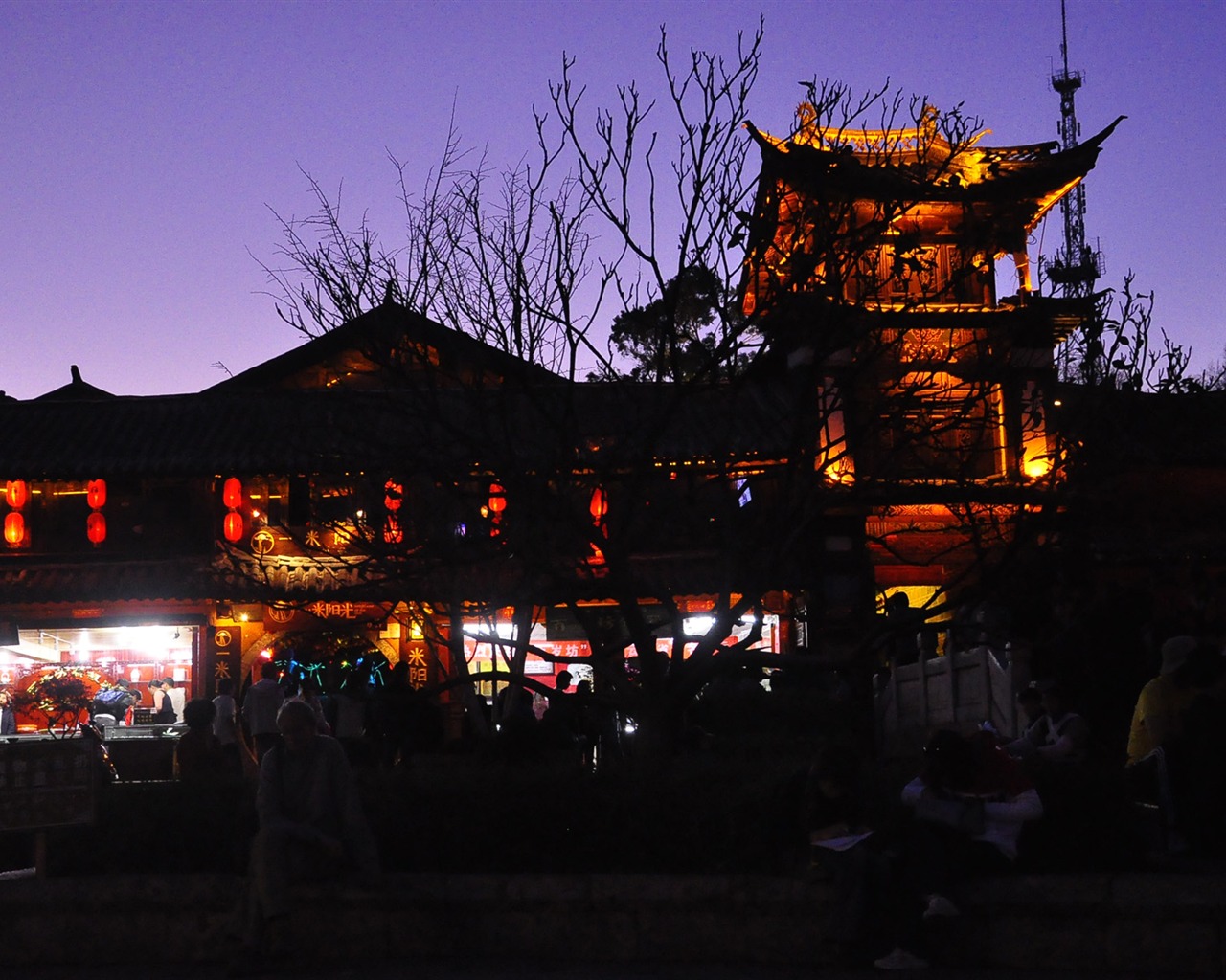 Starobylé město Lijiang Night (Staré Hong OK práce) #25 - 1280x1024