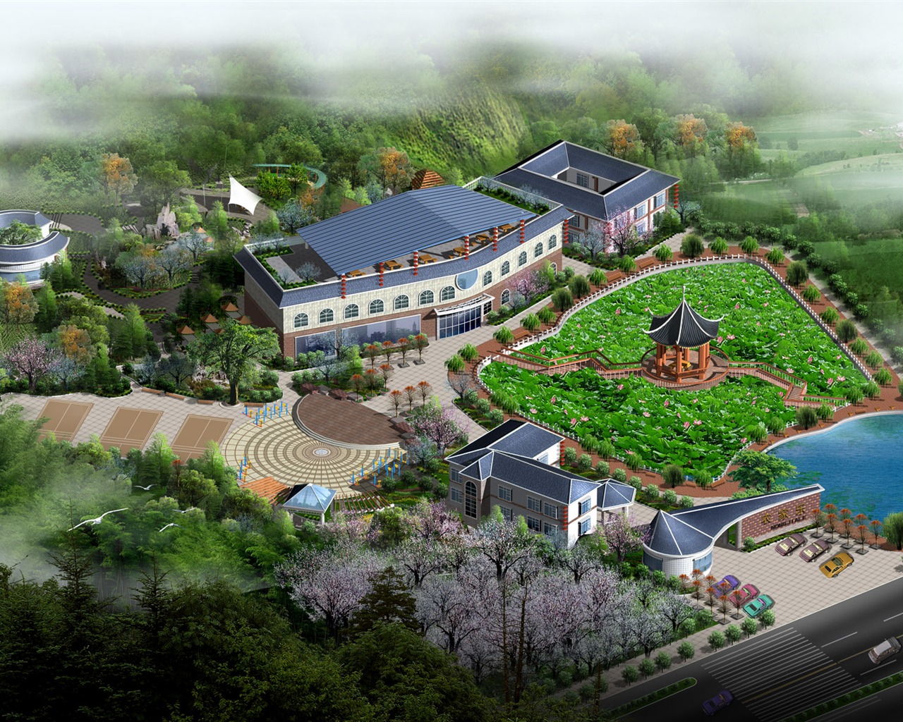 Effects of architecture and garden HD wallpaper (2) #3 - 1280x1024
