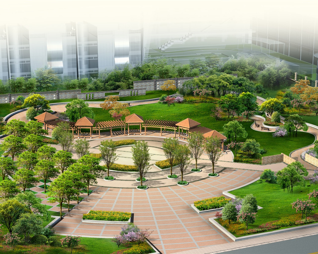 建築園林效果 高清壁紙(二) #5 - 1280x1024