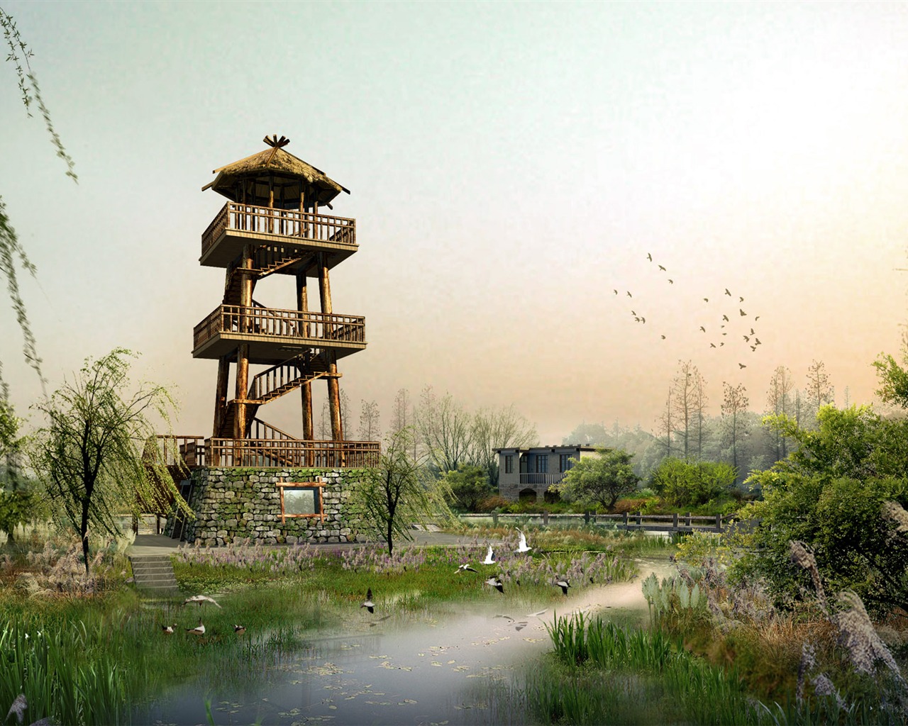 建築園林效果 高清壁紙(二) #9 - 1280x1024