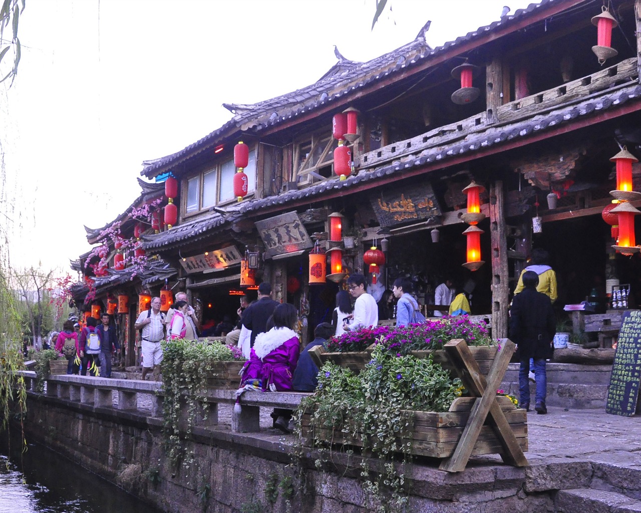Starobylé město Lijiang atmosféra (1) (starý Hong OK práce) #14 - 1280x1024