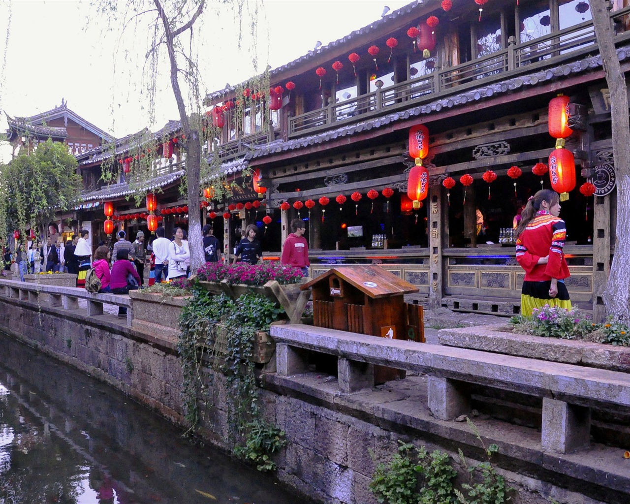 Starobylé město Lijiang atmosféra (1) (starý Hong OK práce) #16 - 1280x1024