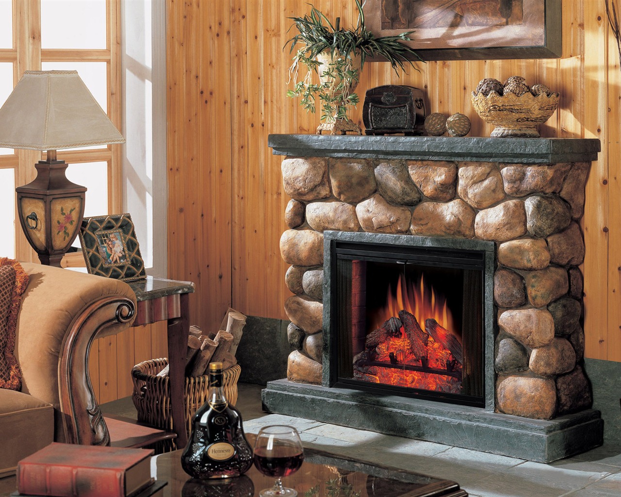 Western-style family fireplace wallpaper (1) #2 - 1280x1024