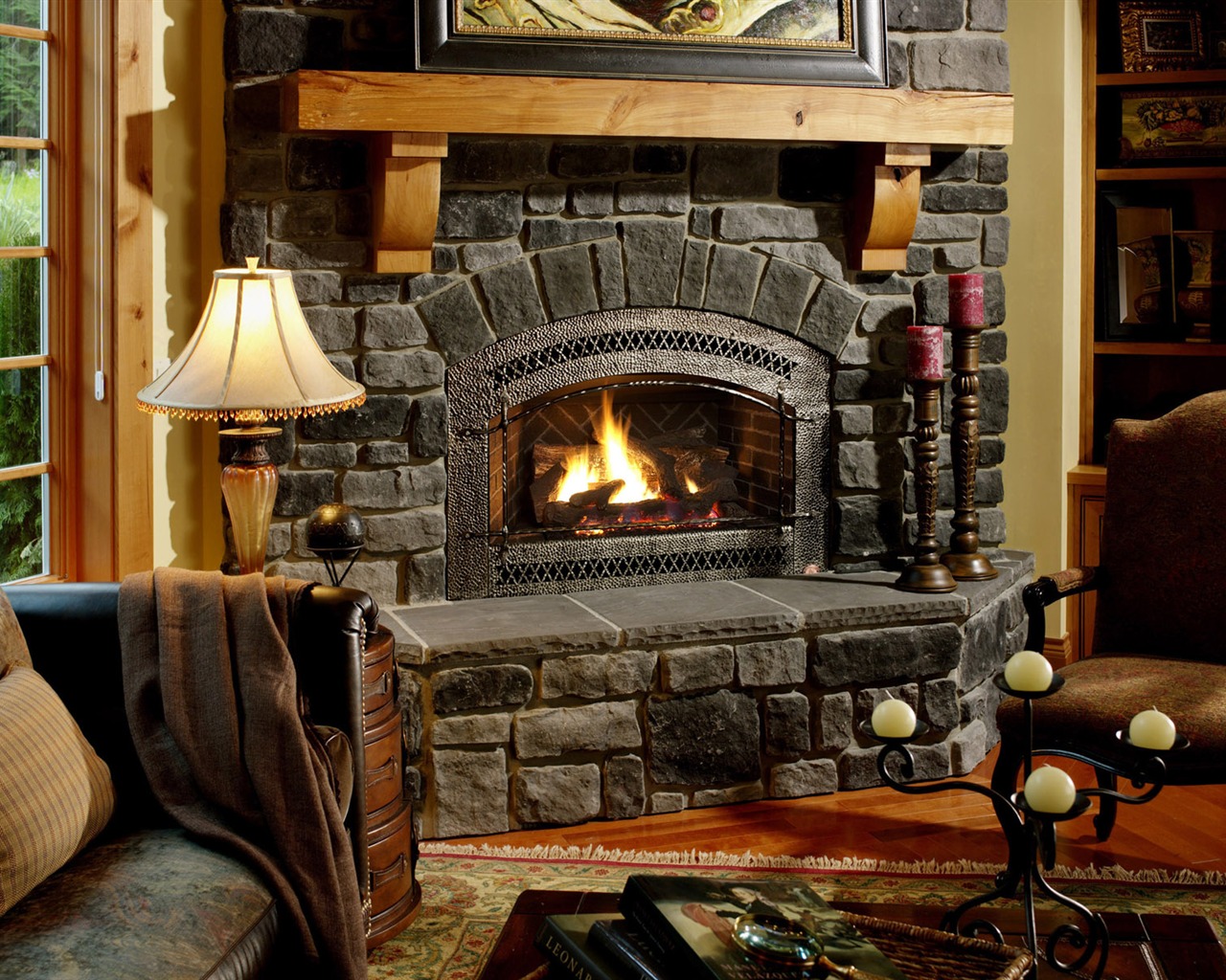 Western-style family fireplace wallpaper (1) #19 - 1280x1024