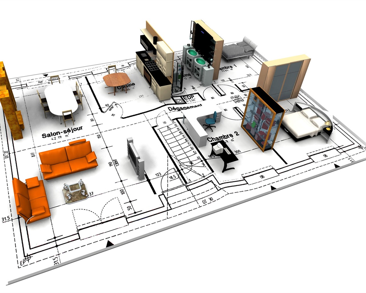 Fond d'écran 3D de conception architecturale (2) #3 - 1280x1024