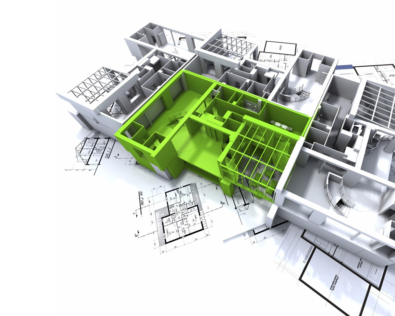 Fond d'écran 3D de conception architecturale (2) #4 - 1280x1024
