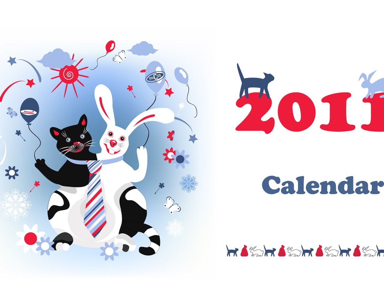 Année du papier peint Rabbit calendrier 2011 (2) #1 - 1280x1024