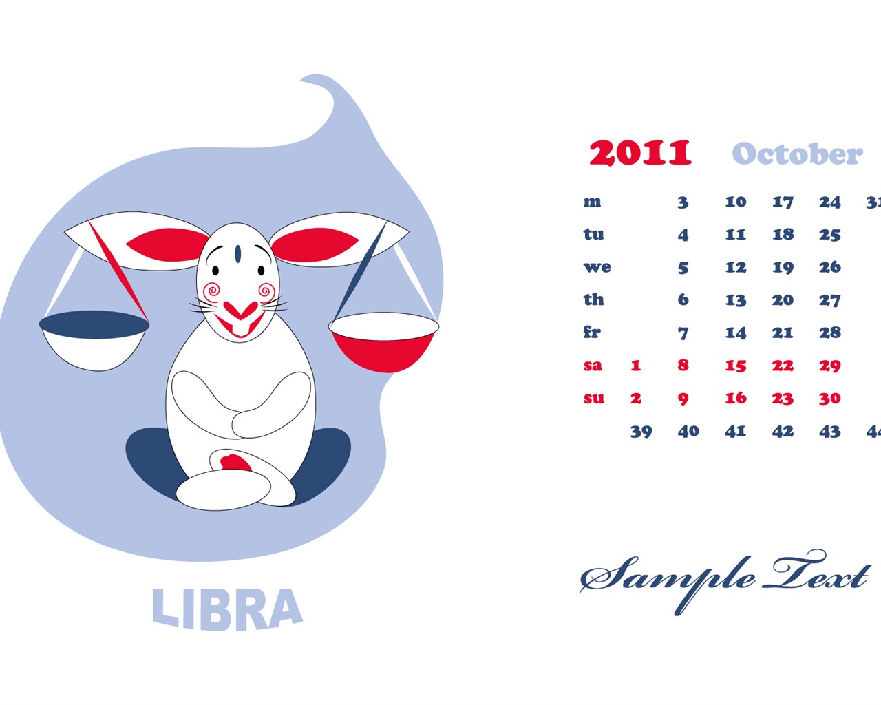 Année du papier peint Rabbit calendrier 2011 (2) #3 - 1280x1024