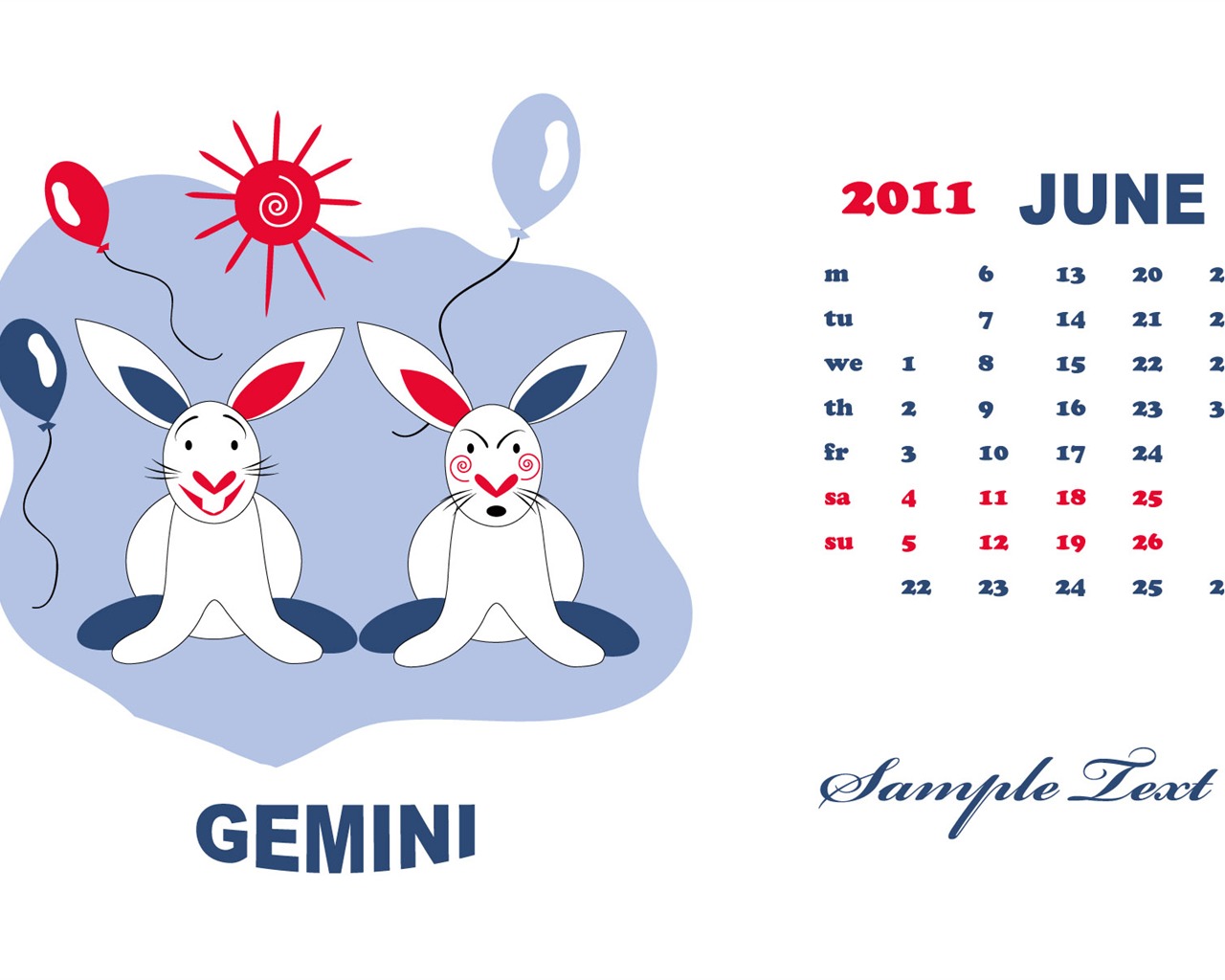Année du papier peint Rabbit calendrier 2011 (2) #7 - 1280x1024