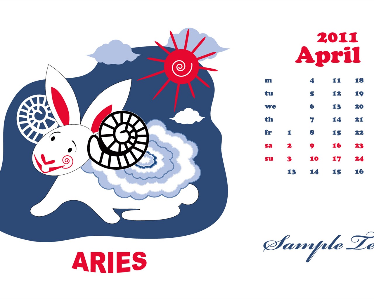 Année du papier peint Rabbit calendrier 2011 (2) #9 - 1280x1024