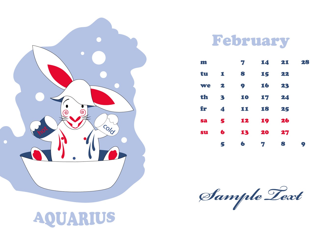 Année du papier peint Rabbit calendrier 2011 (2) #11 - 1280x1024