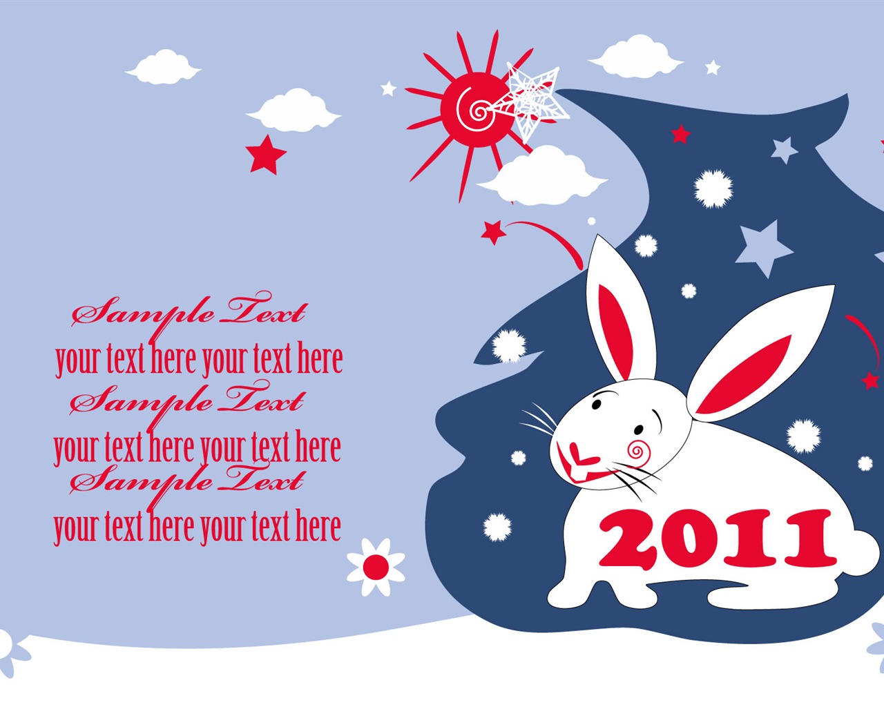 Année du papier peint Rabbit calendrier 2011 (2) #13 - 1280x1024