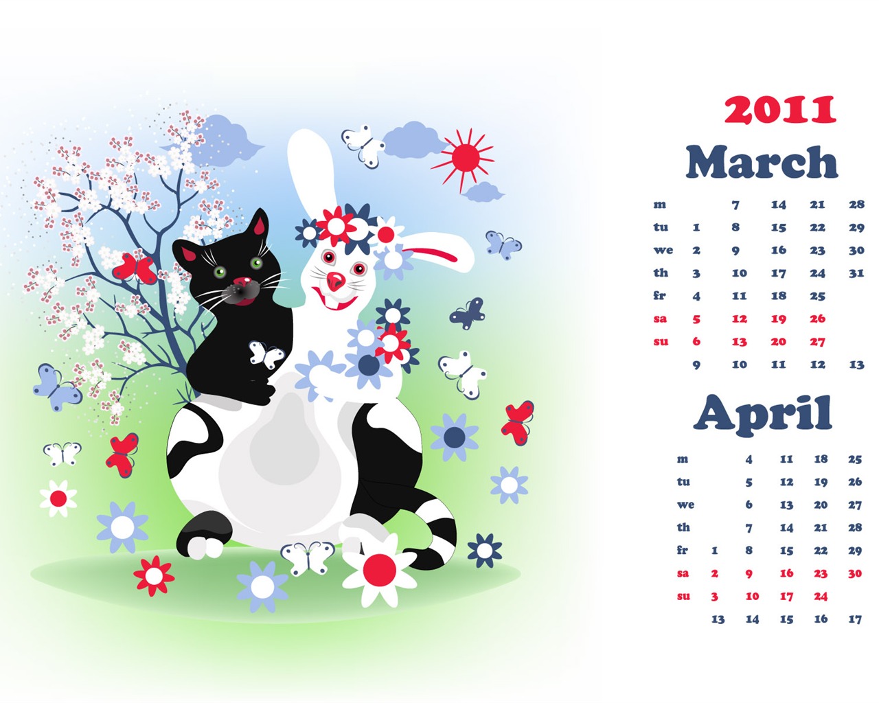 Jahr des Hasen Kalender 2011 Wallpaper (2) #16 - 1280x1024