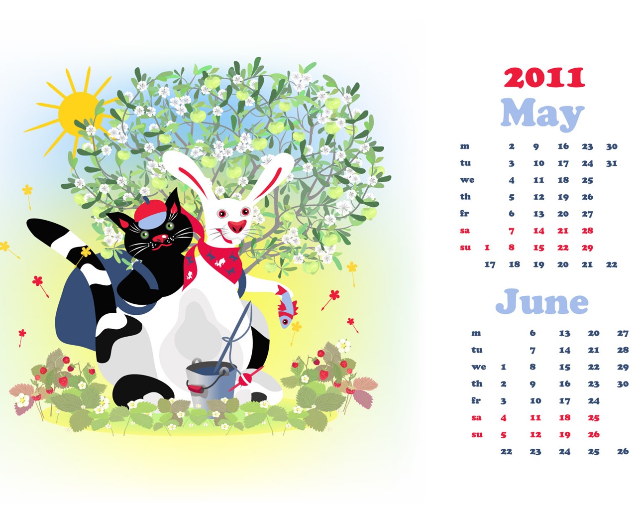 Année du papier peint Rabbit calendrier 2011 (2) #17 - 1280x1024