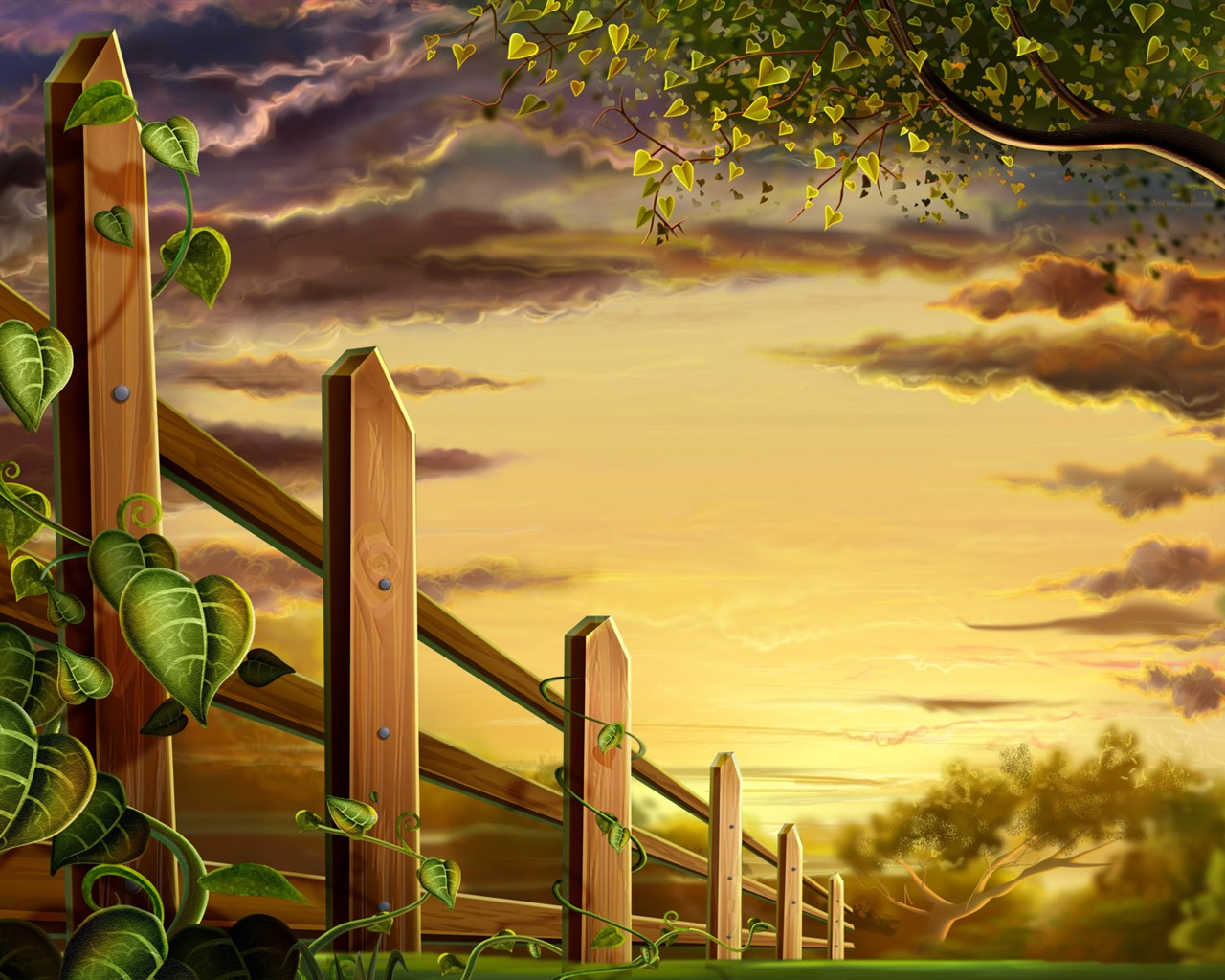 Colorful hand-painted wallpaper landscape ecology (2) #4 - 1280x1024