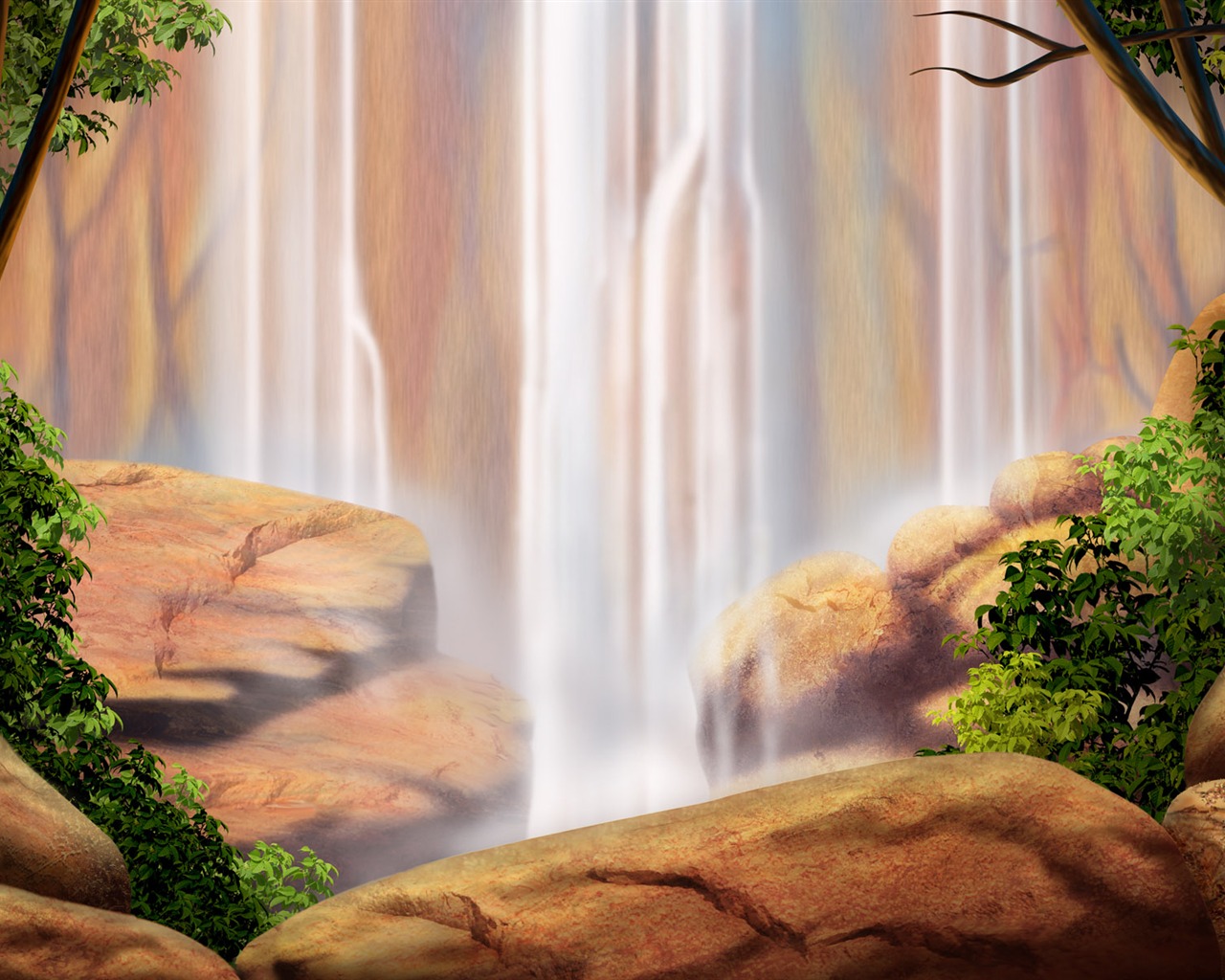 Colorful hand-painted wallpaper landscape ecology (2) #5 - 1280x1024