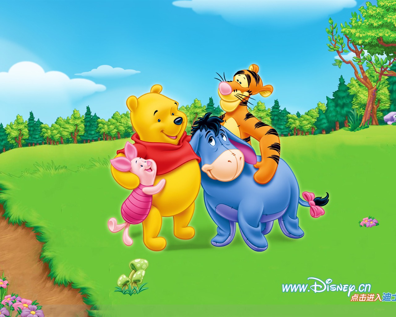 월트 디즈니 만화 곰돌이 푸우 벽지 (1) #14 - 1280x1024
