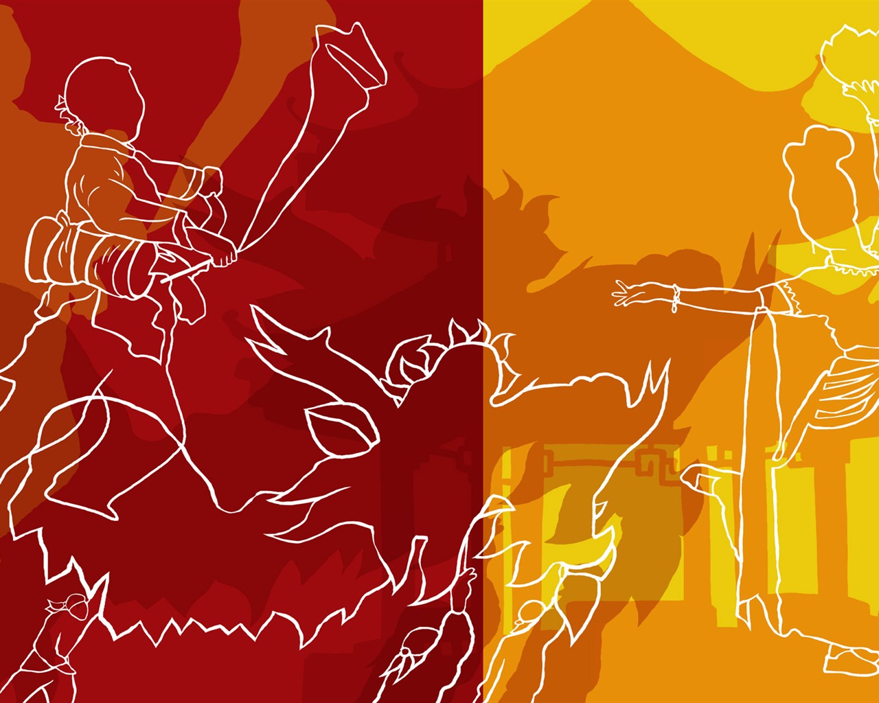 Hand-painted wallpaper line drawing (2) #20 - 1280x1024