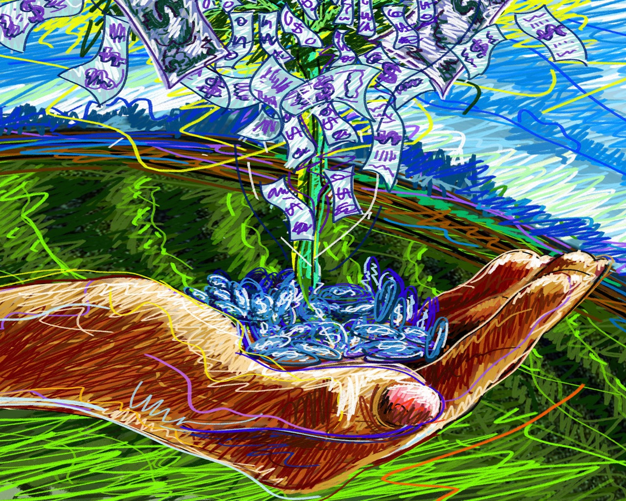 Living hand-painted wallpaper widescreen (2) #1 - 1280x1024