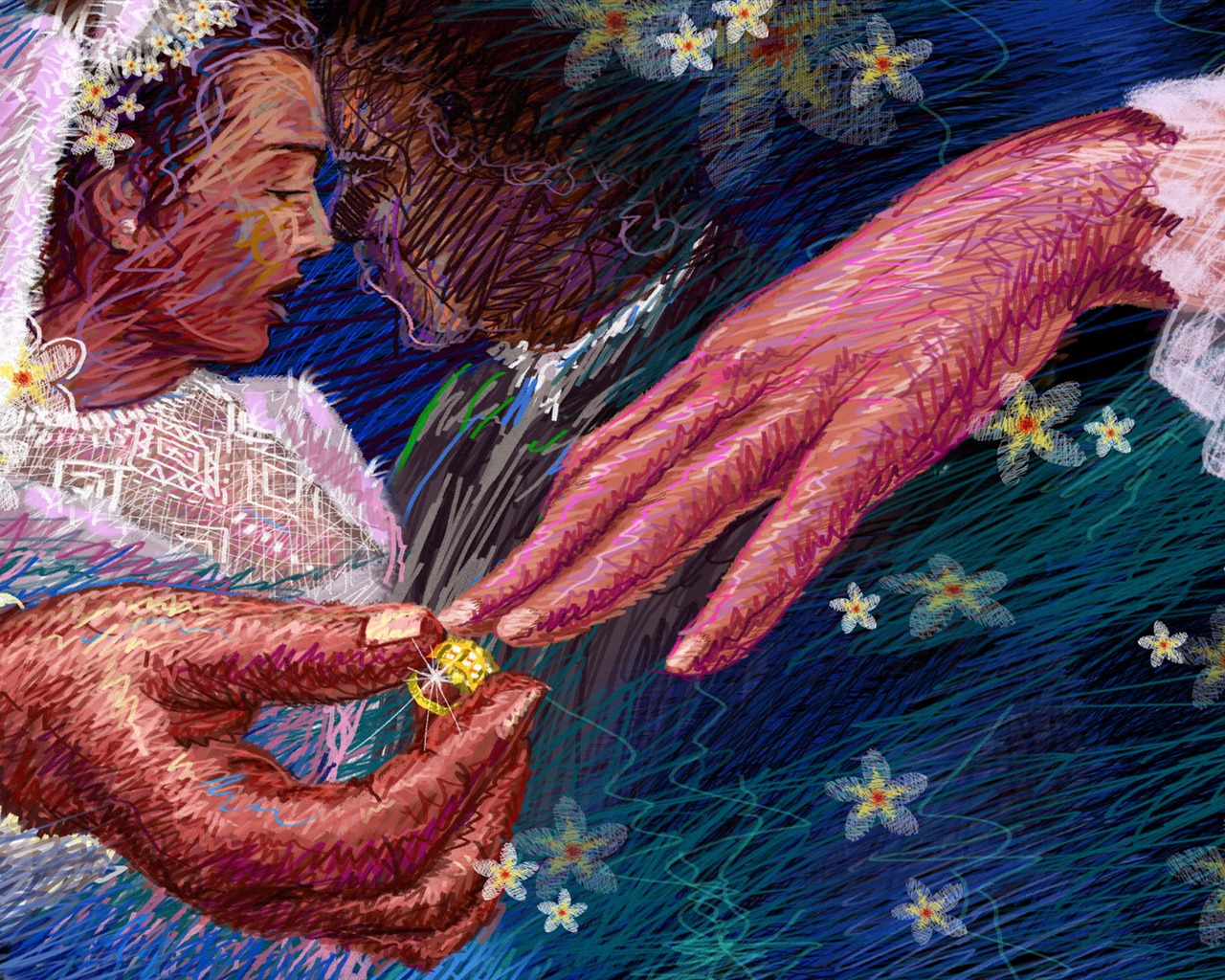 Living hand-painted wallpaper widescreen (2) #11 - 1280x1024