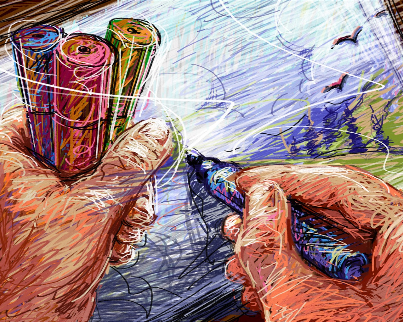Living hand-painted wallpaper widescreen (2) #19 - 1280x1024