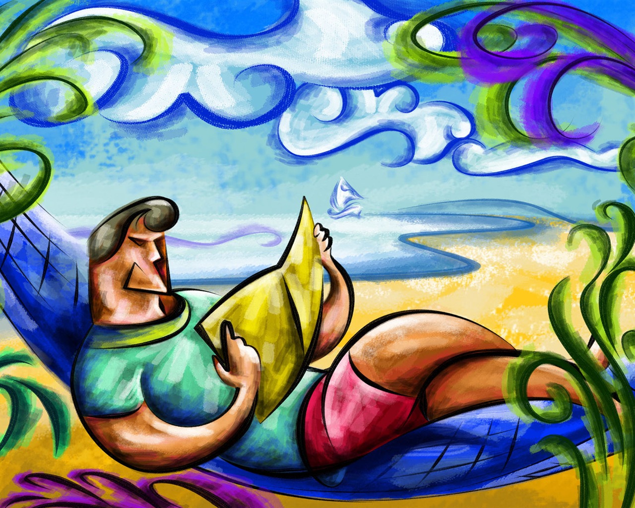 Living hand-painted wallpaper widescreen (8) #14 - 1280x1024