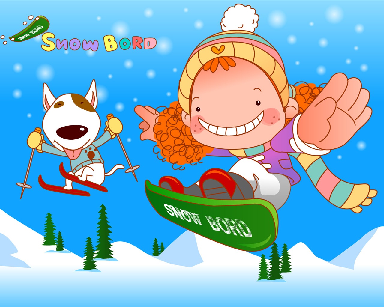 Vector girl and dog wallpapers #1 - 1280x1024