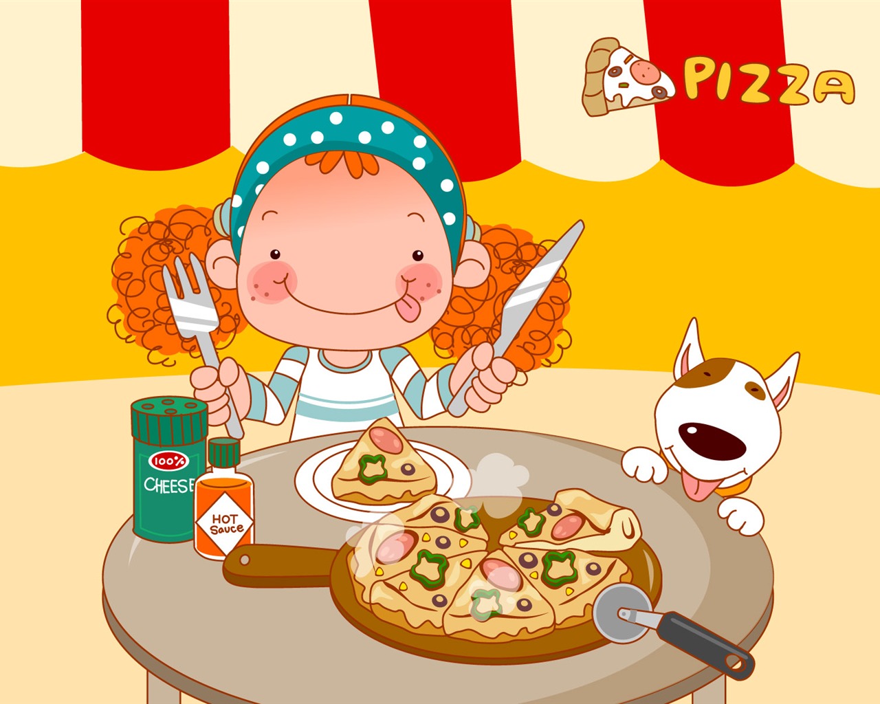 Vector dívka a pes tapety na plochu #2 - 1280x1024