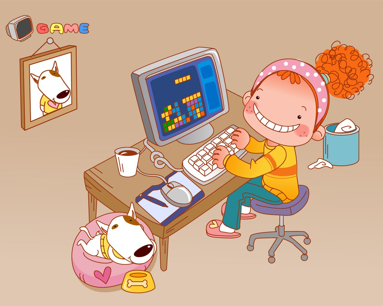Vector dívka a pes tapety na plochu #6 - 1280x1024