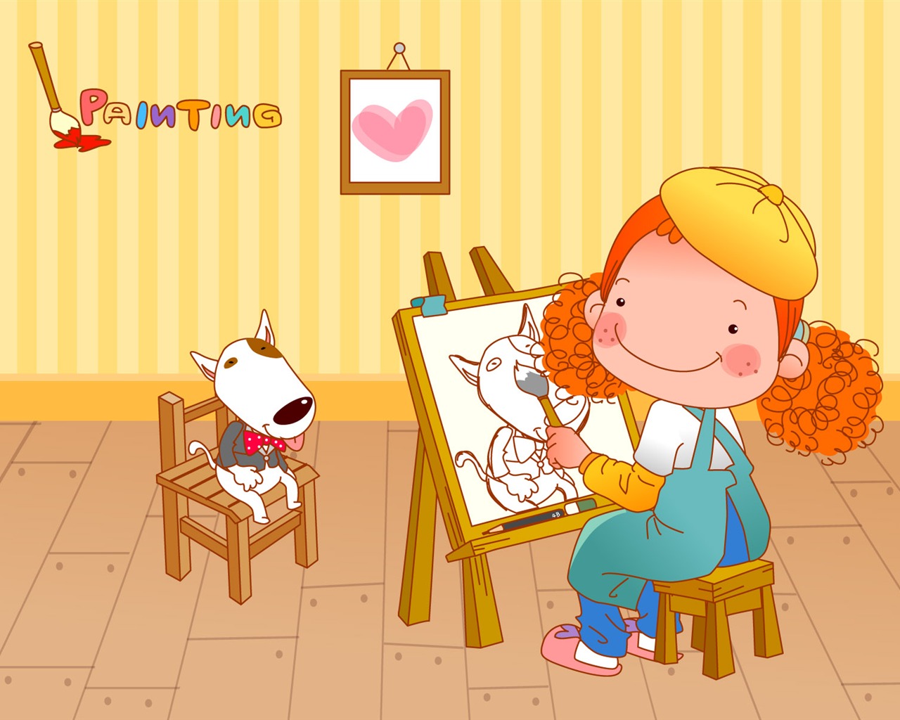 Vector girl and dog wallpapers #13 - 1280x1024