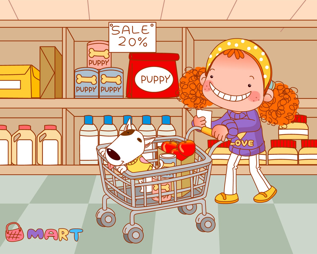 Vector dívka a pes tapety na plochu #14 - 1280x1024
