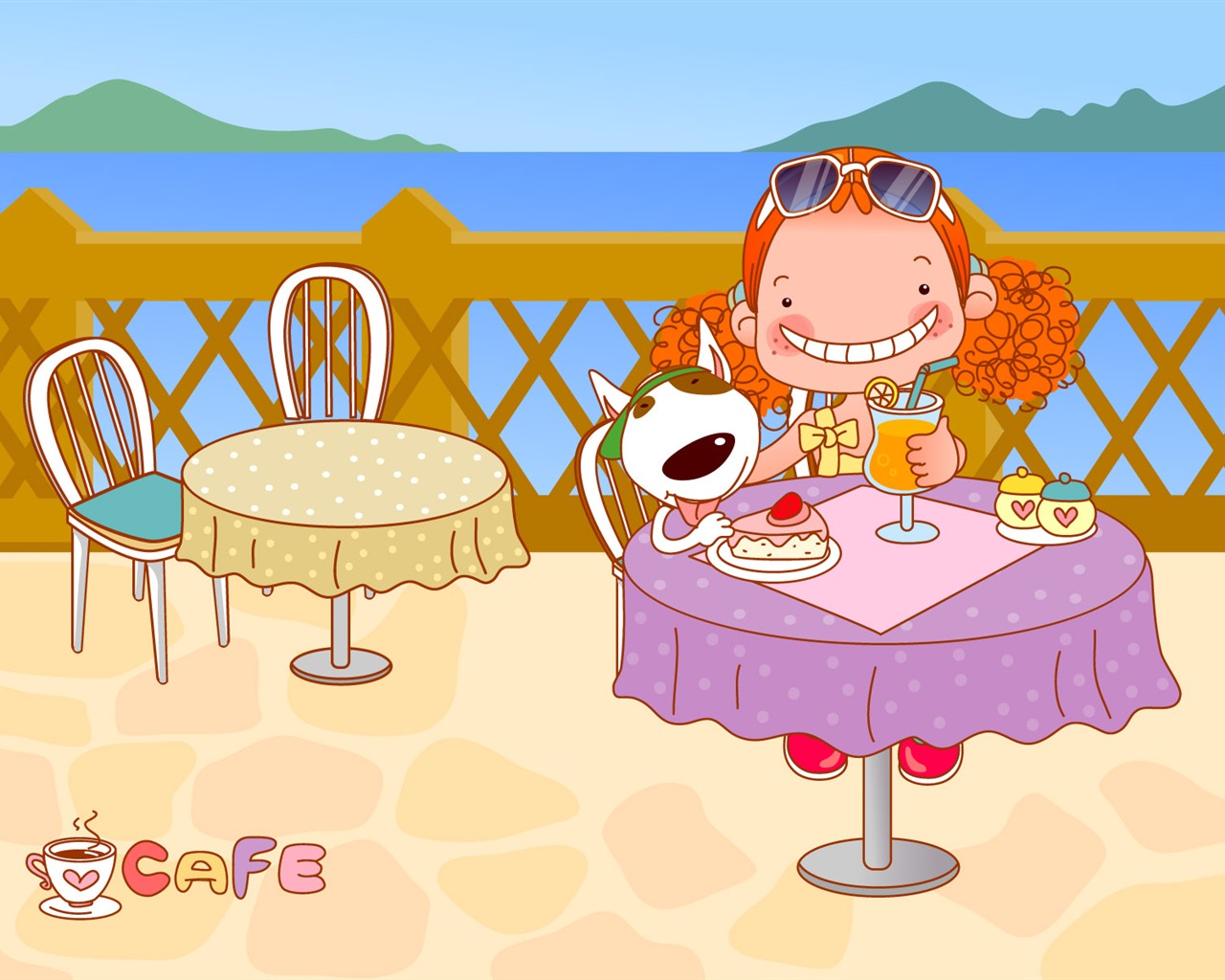 Vector girl and dog wallpapers #18 - 1280x1024