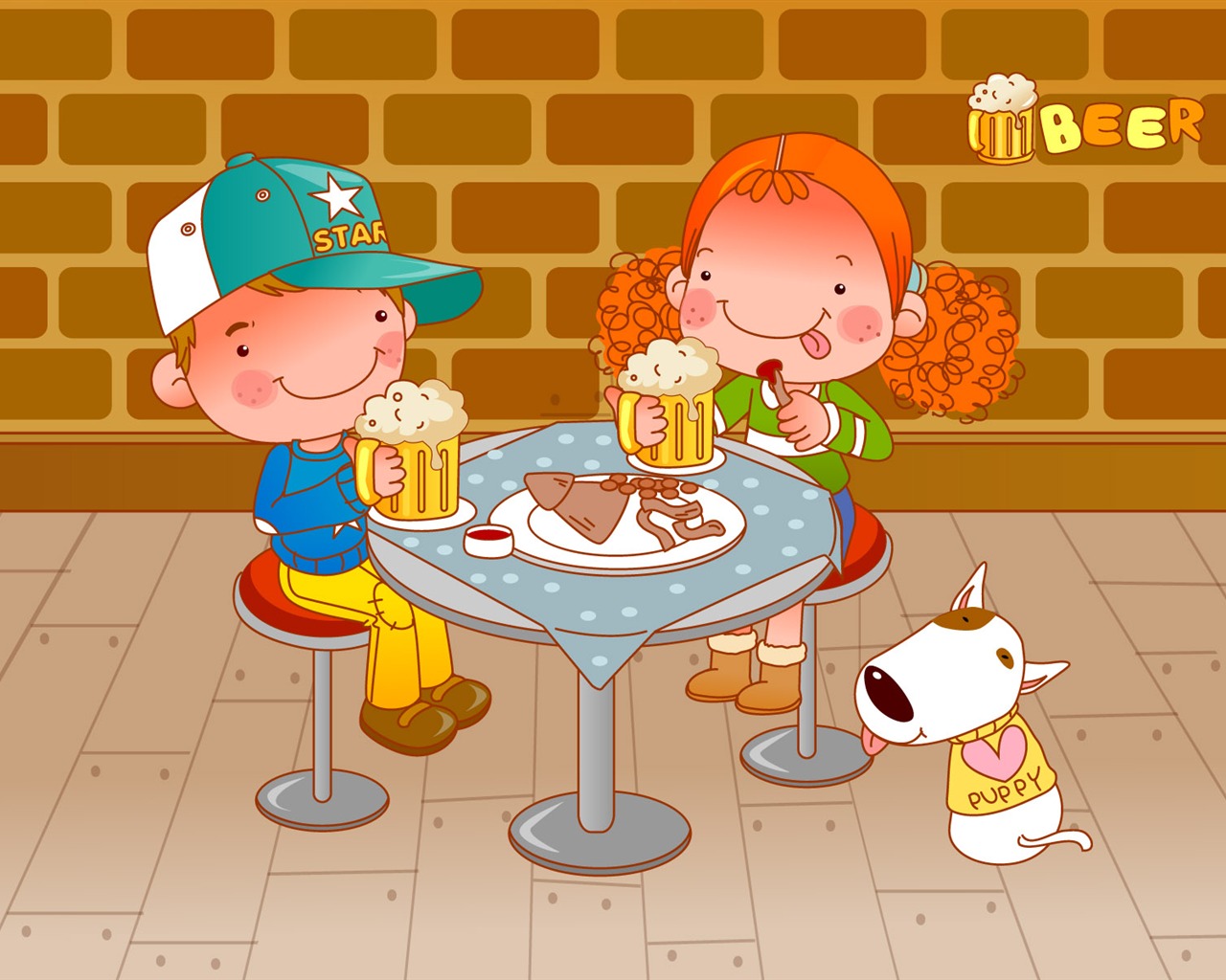 Vector dívka a pes tapety na plochu #19 - 1280x1024