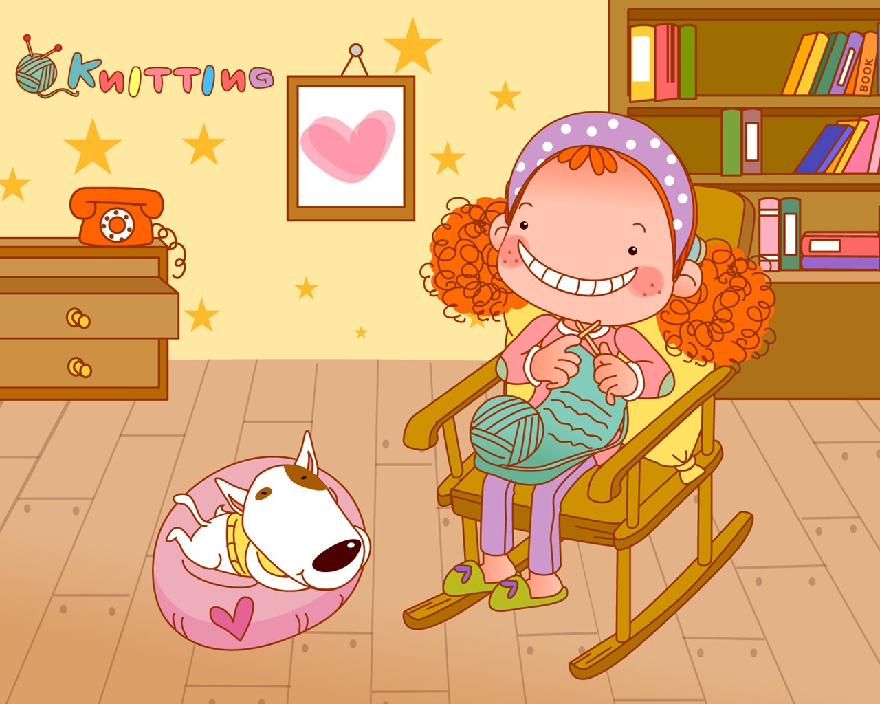 Vector dívka a pes tapety na plochu #21 - 1280x1024