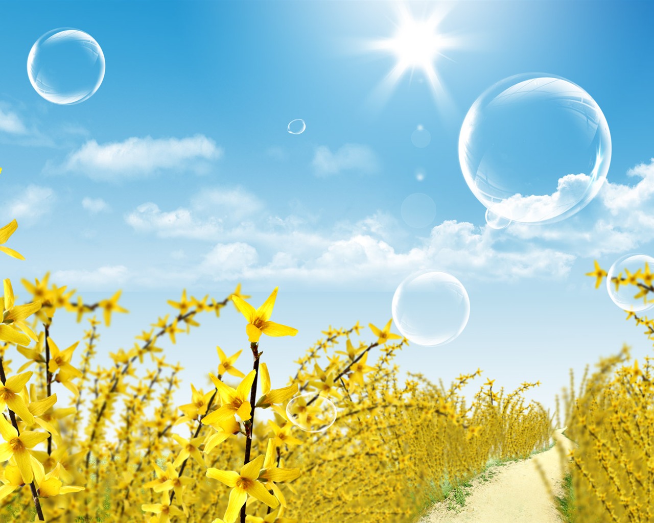 Photoshop sonnigen Sommertag Landschaft Wallpaper (1) #14 - 1280x1024