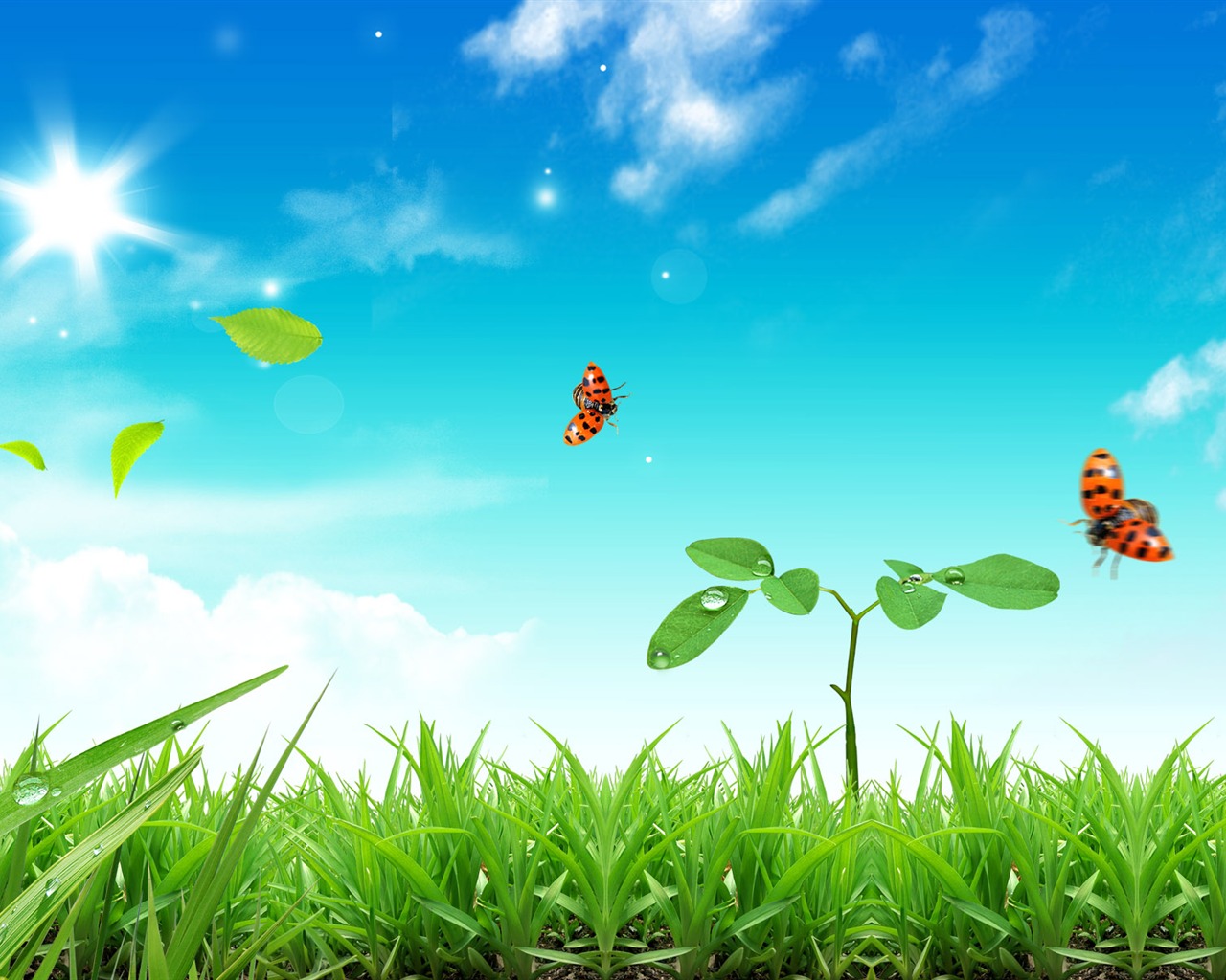 Photoshop sunny summer landscape wallpaper (1) #15 - 1280x1024