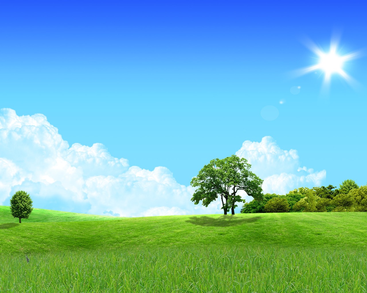 Photoshop sonnigen Sommertag Landschaft Wallpaper (1) #17 - 1280x1024