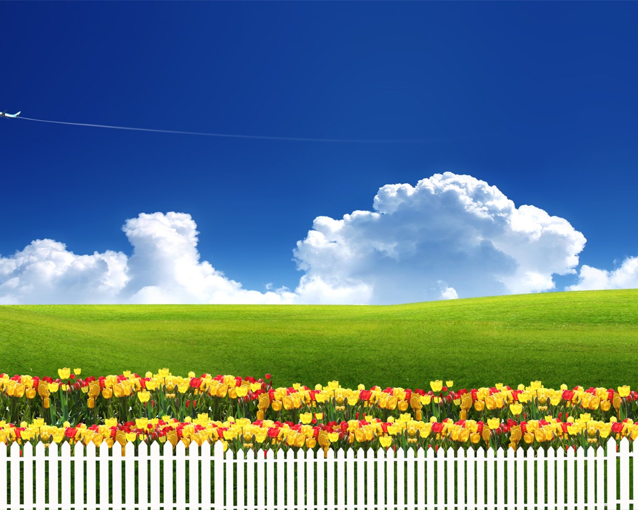 Photoshop sunny summer landscape wallpaper (1) #18 - 1280x1024