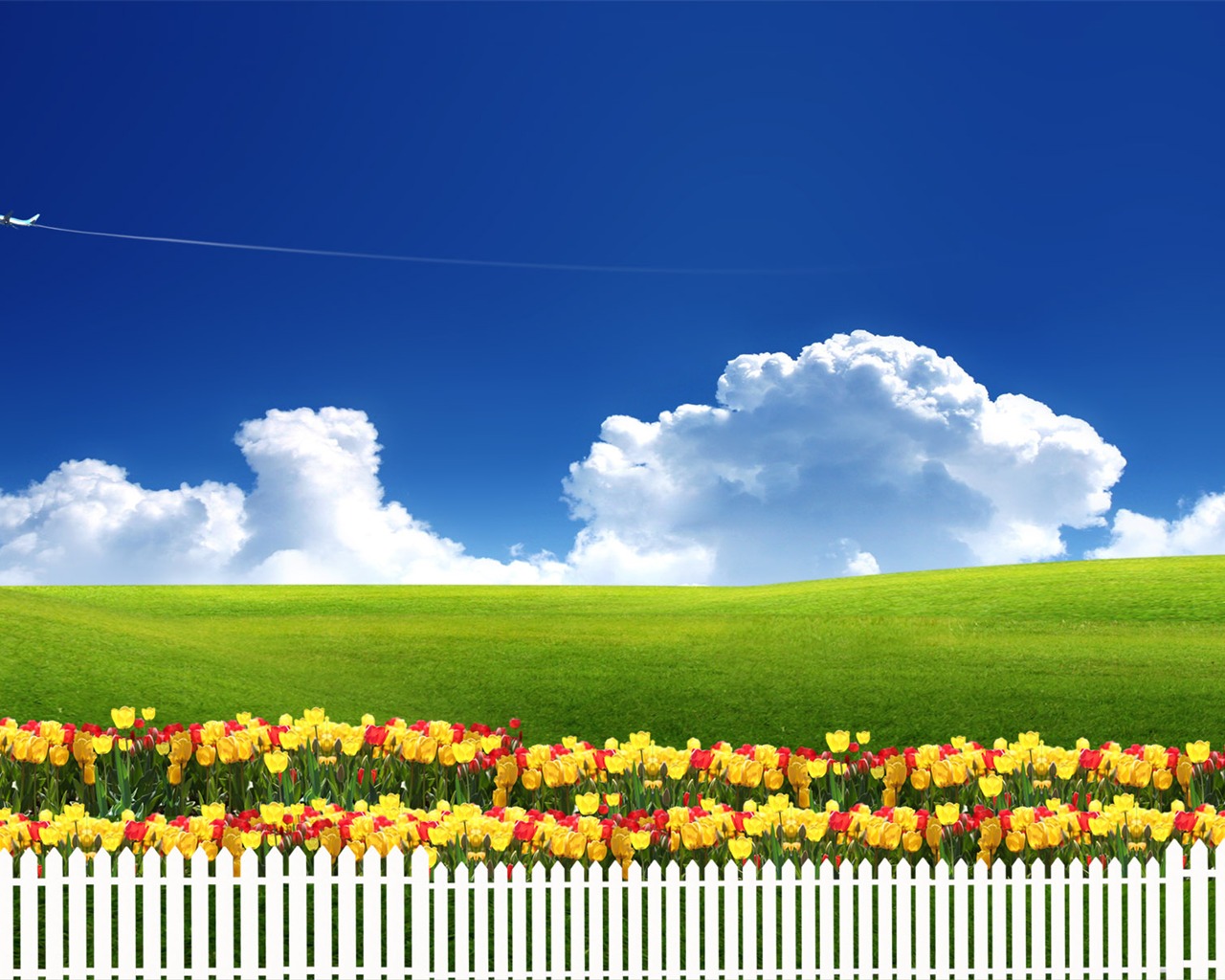 Photoshop sonnigen Sommertag Landschaft Wallpaper (1) #18 - 1280x1024