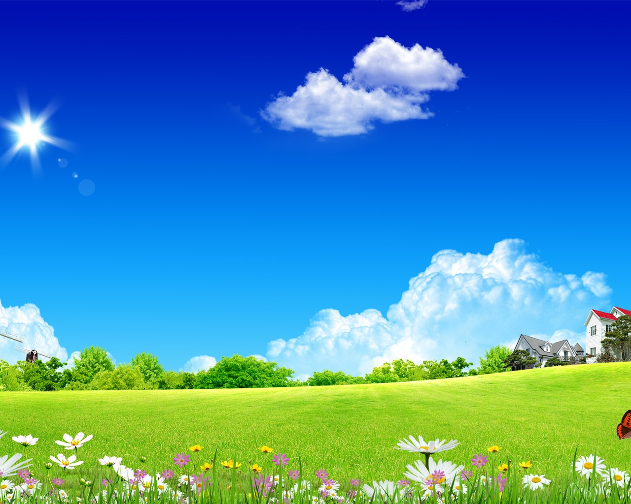 Photoshop sonnigen Sommertag Landschaft Wallpaper (2) #3 - 1280x1024