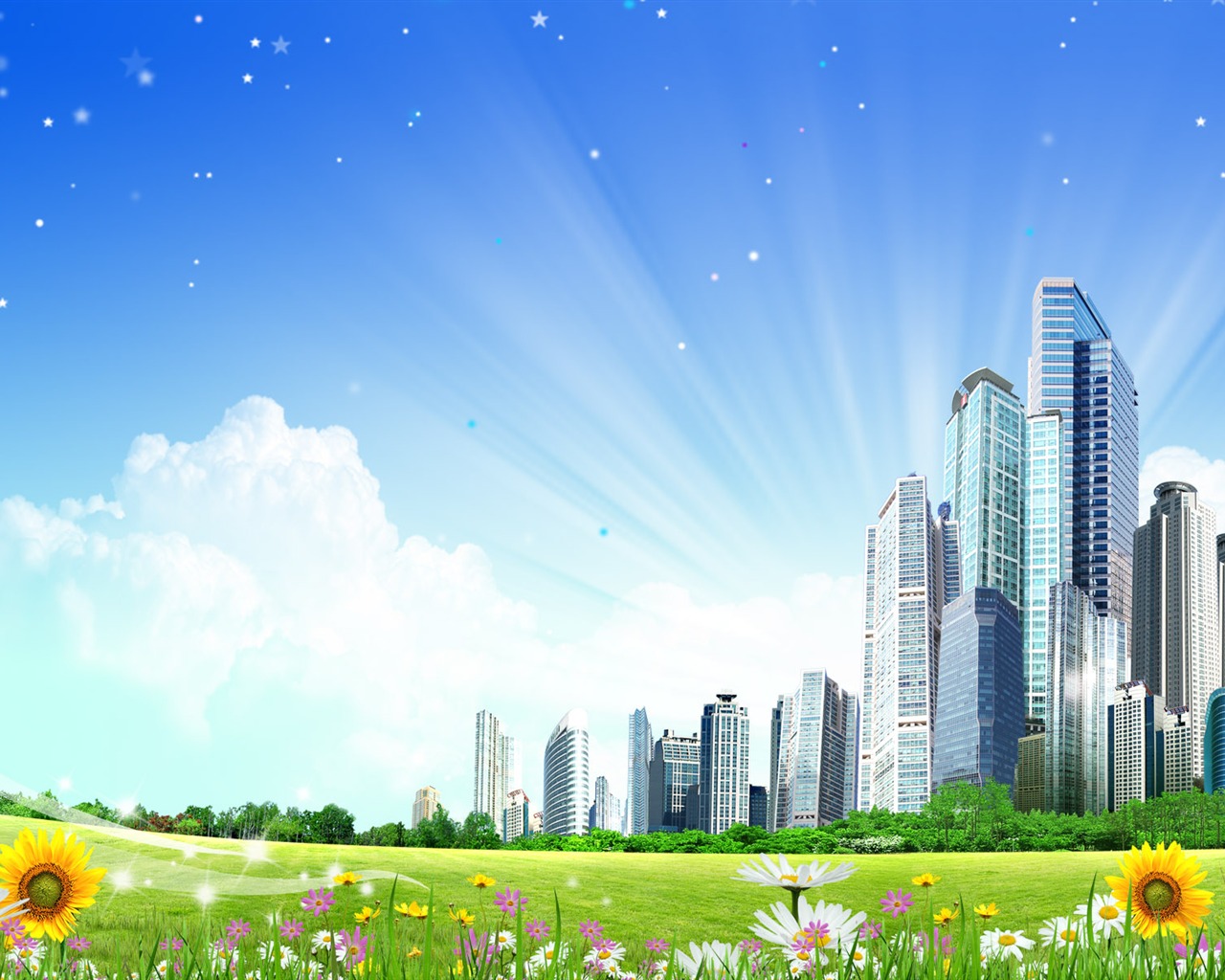 Photoshop sonnigen Sommertag Landschaft Wallpaper (2) #4 - 1280x1024